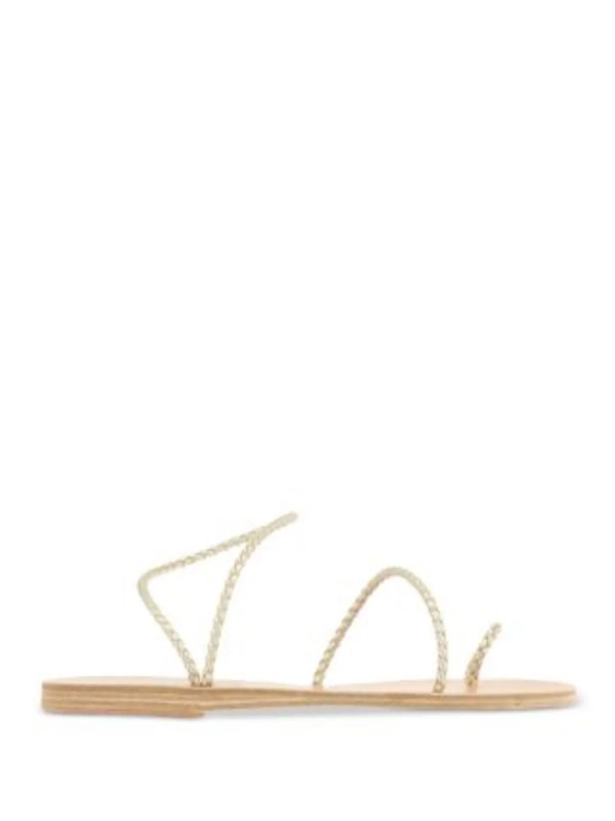ANCIENT GREEK SANDALS Womens Gold Metallic Toe Strap Braided Strappy Nima Round Toe Slip On Sandals Shoes