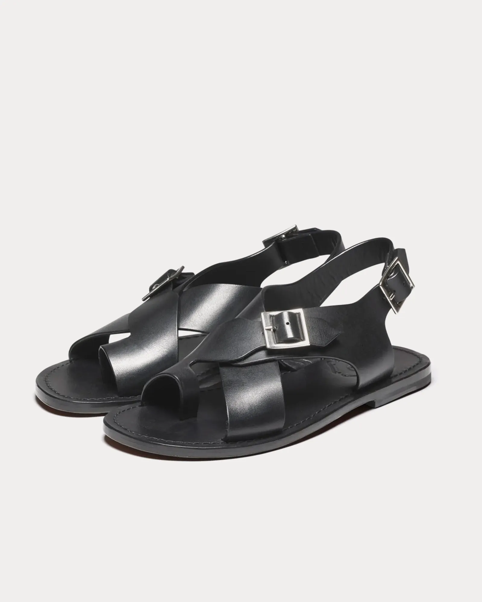 April Leather Black Sandals