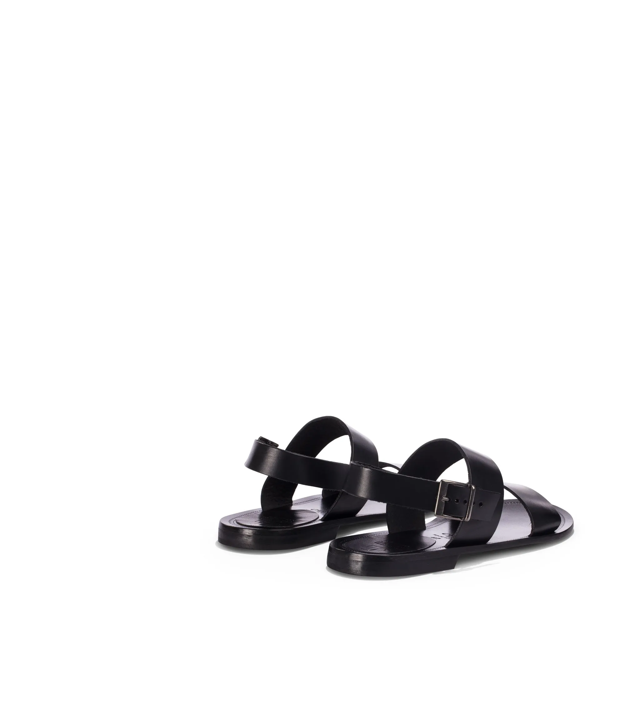 Black leather sandals