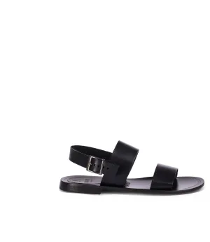 Black leather sandals