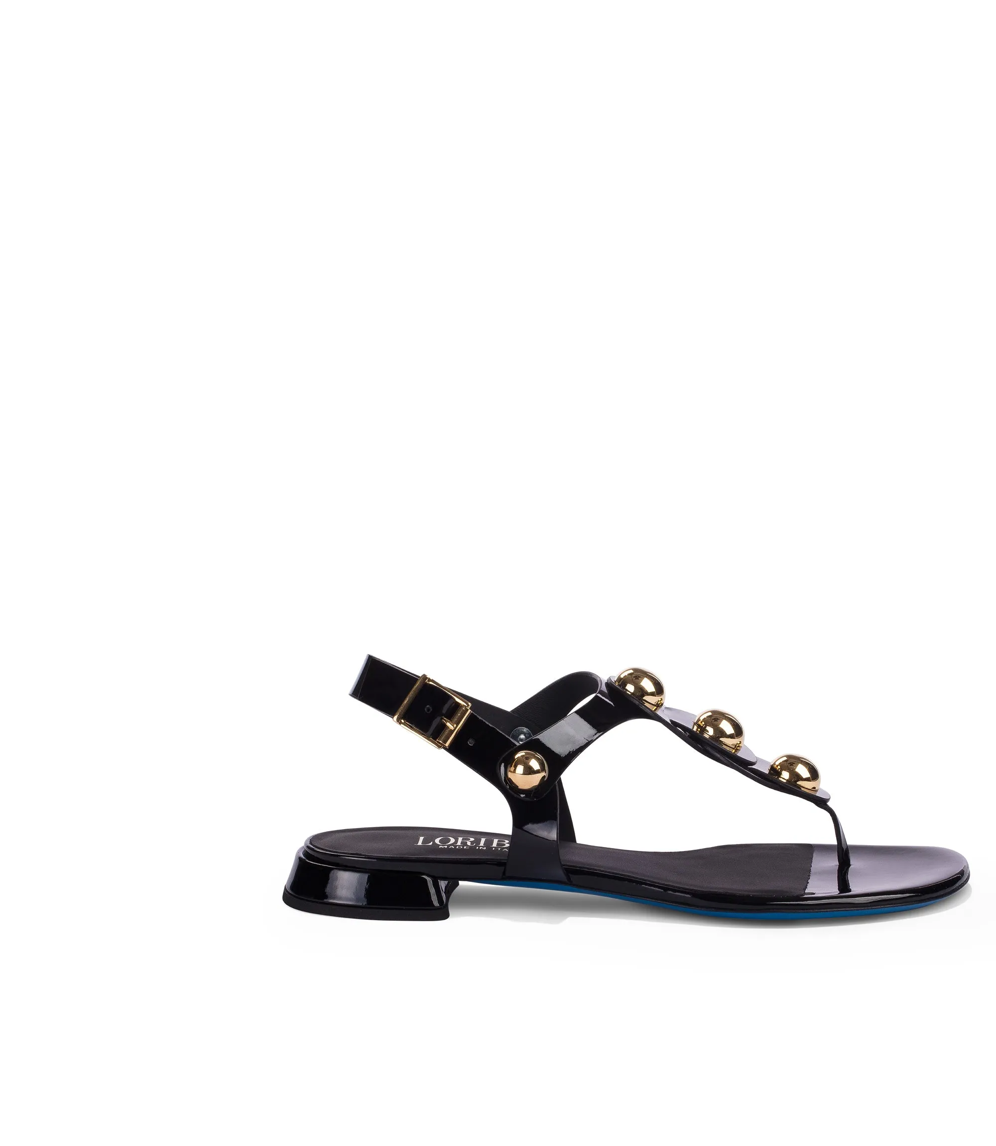 Black patent leather sandals