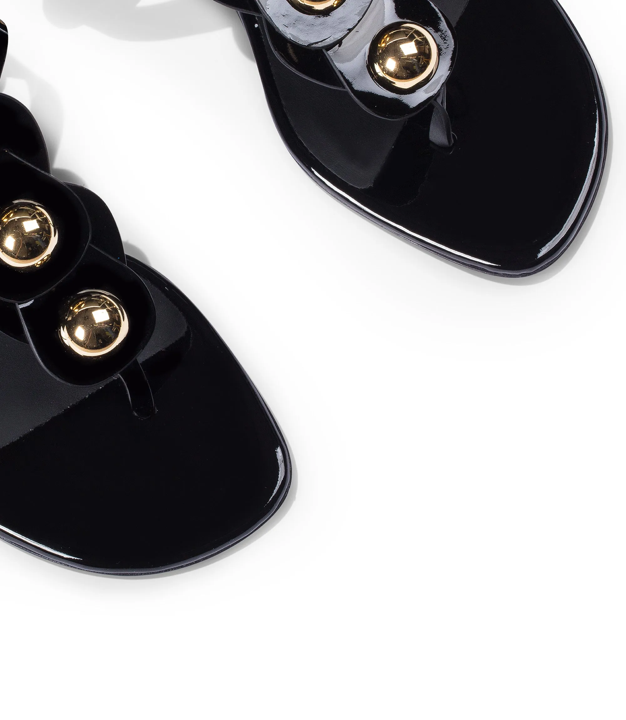 Black patent leather sandals