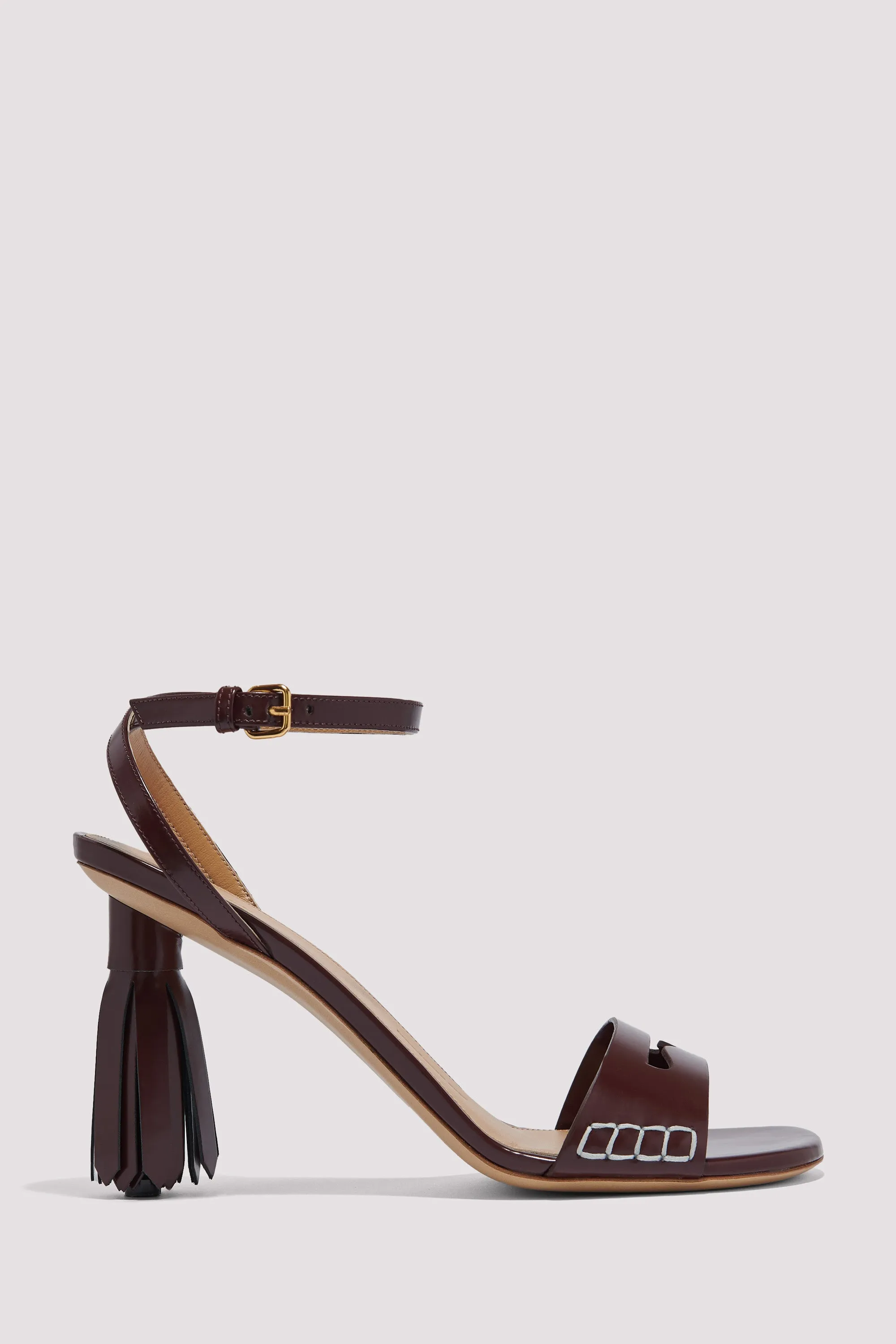 Burgundy 100 Tassel High-Heel Sandals