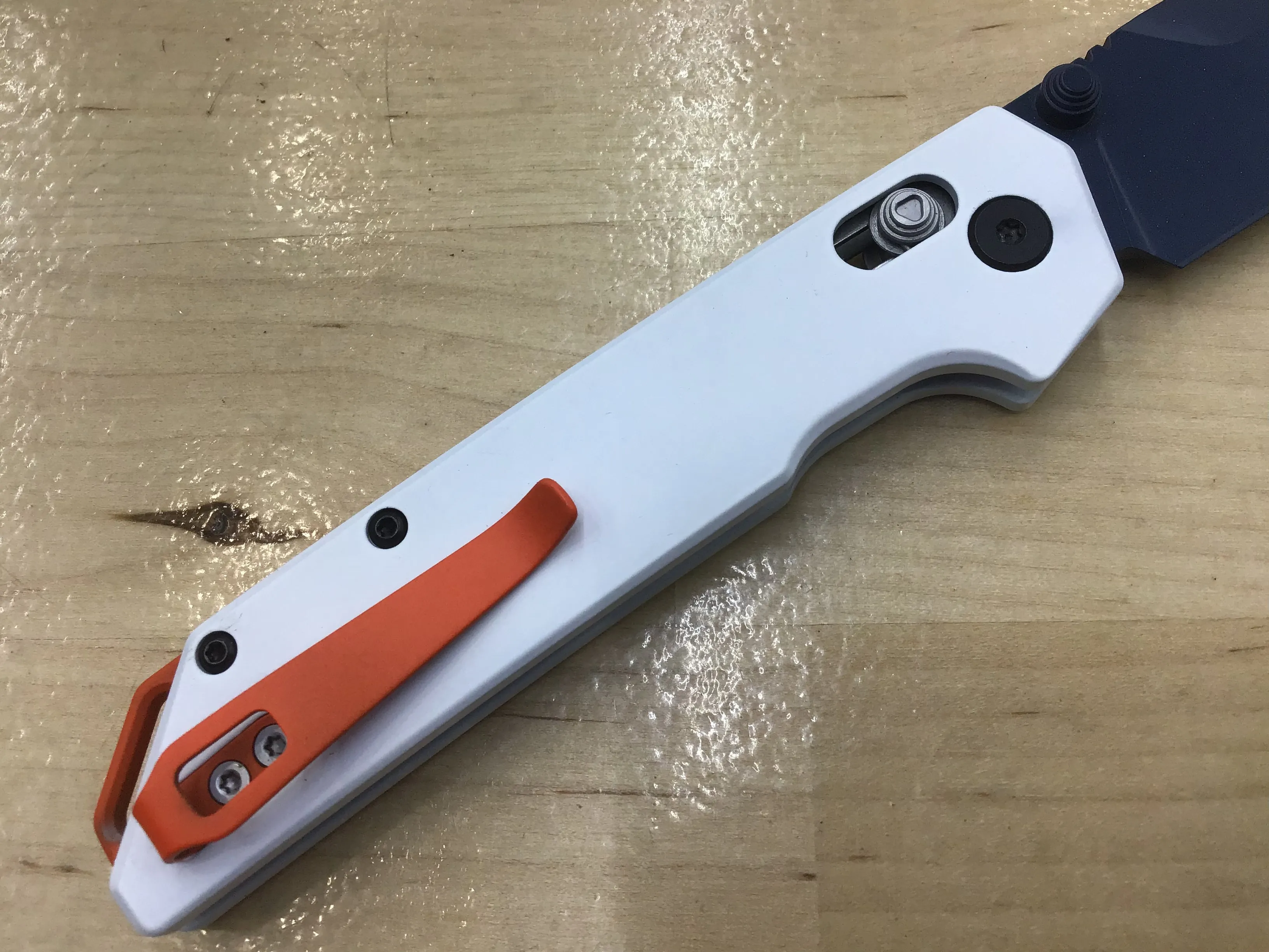 Custom Kershaw Iridium Astros 1980’s Theme D2 Blade Blue Cerakote White Cerakoted Aluminum Handle