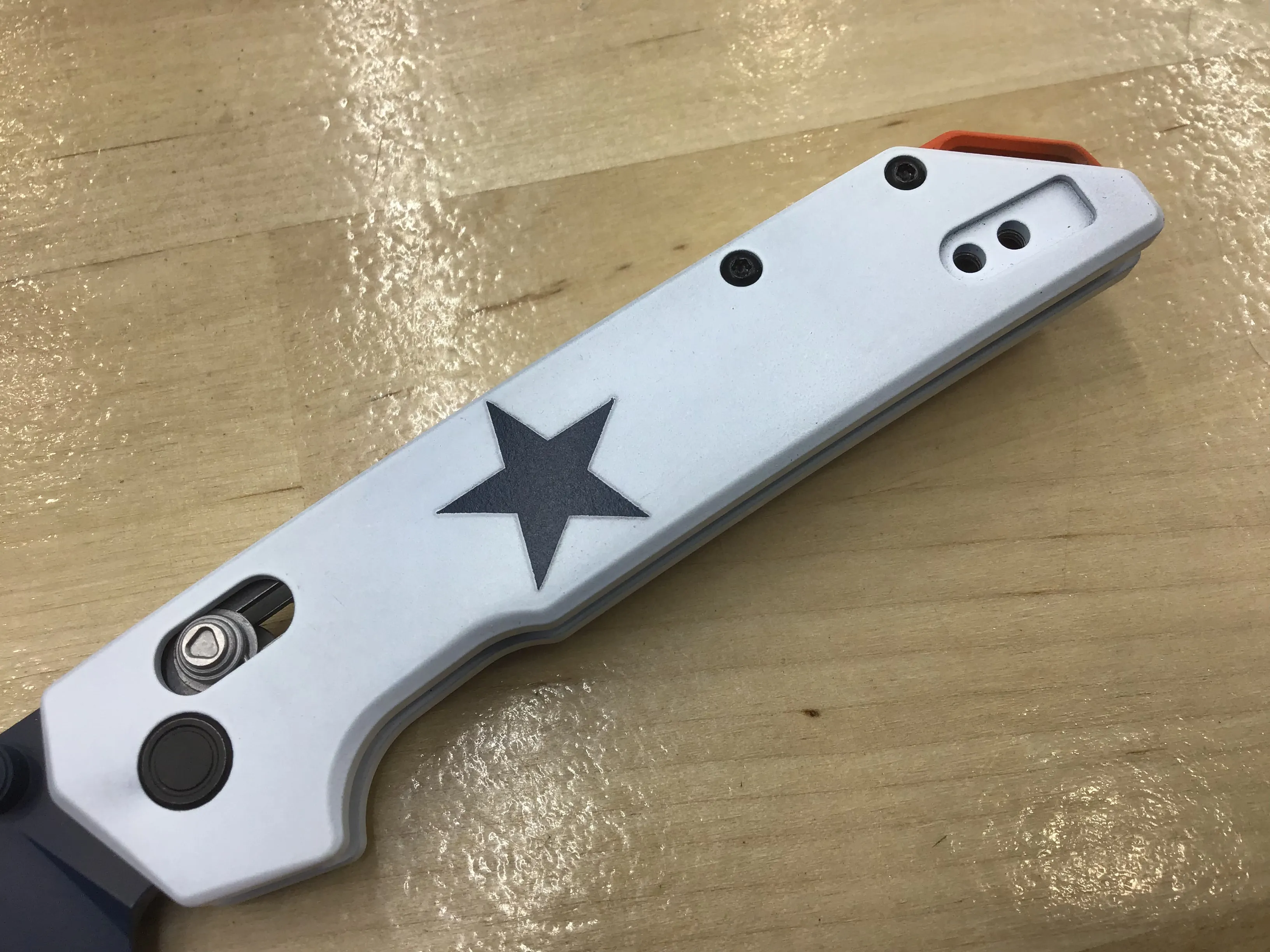 Custom Kershaw Iridium Astros 1980’s Theme D2 Blade Blue Cerakote White Cerakoted Aluminum Handle