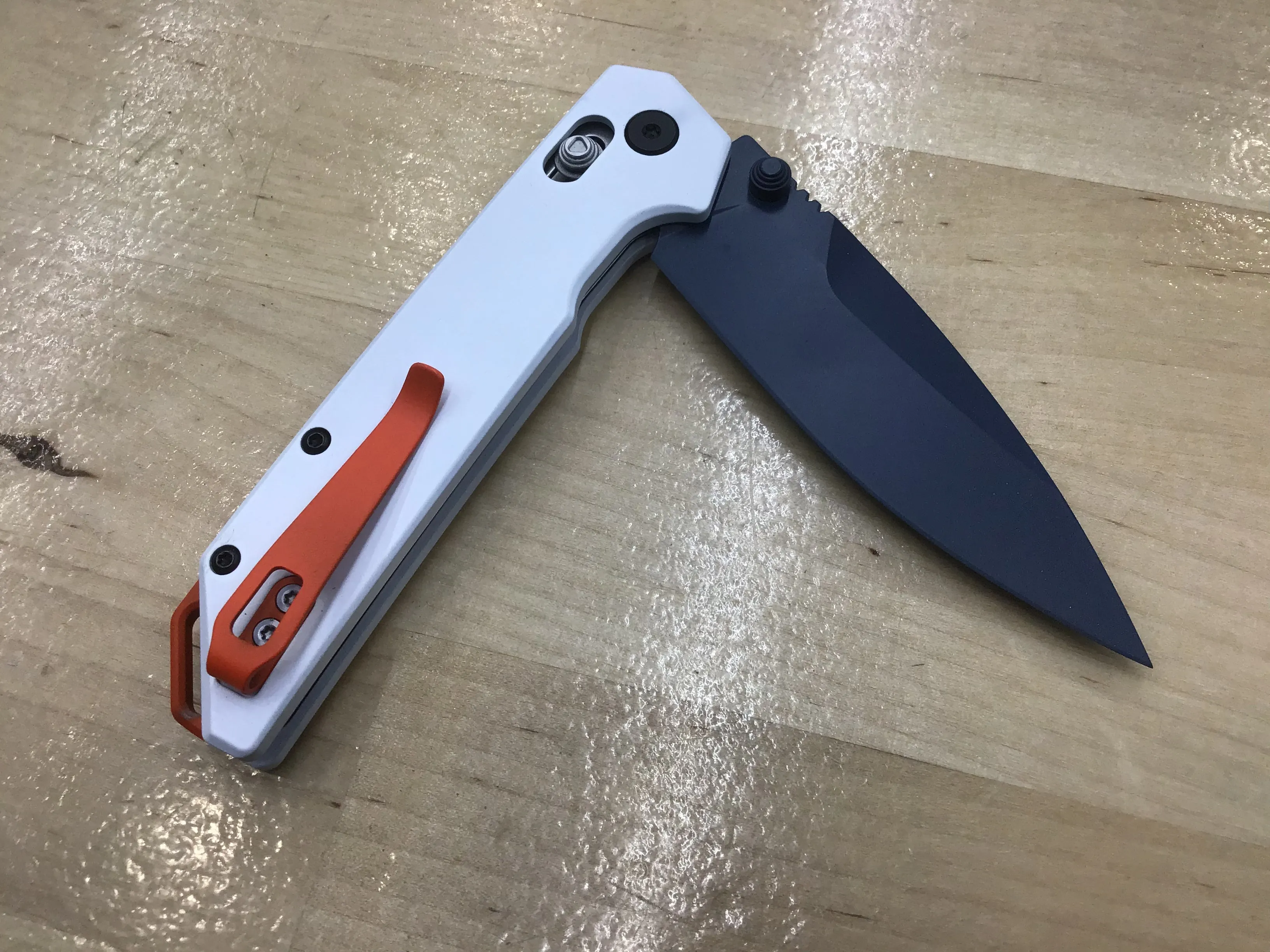 Custom Kershaw Iridium Astros 1980’s Theme D2 Blade Blue Cerakote White Cerakoted Aluminum Handle