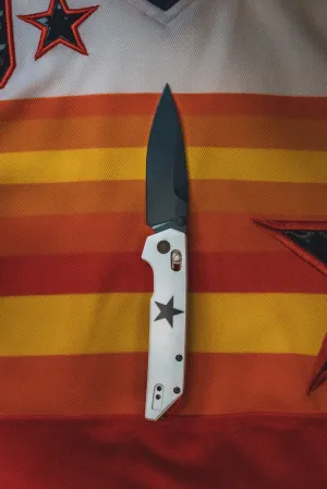 Custom Kershaw Iridium Astros 1980’s Theme D2 Blade Blue Cerakote White Cerakoted Aluminum Handle
