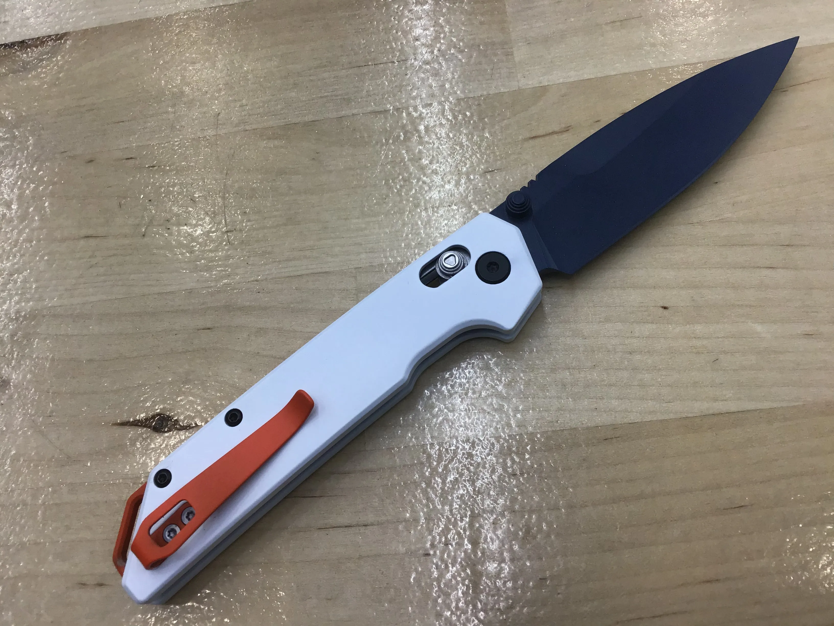 Custom Kershaw Iridium Astros 1980’s Theme D2 Blade Blue Cerakote White Cerakoted Aluminum Handle