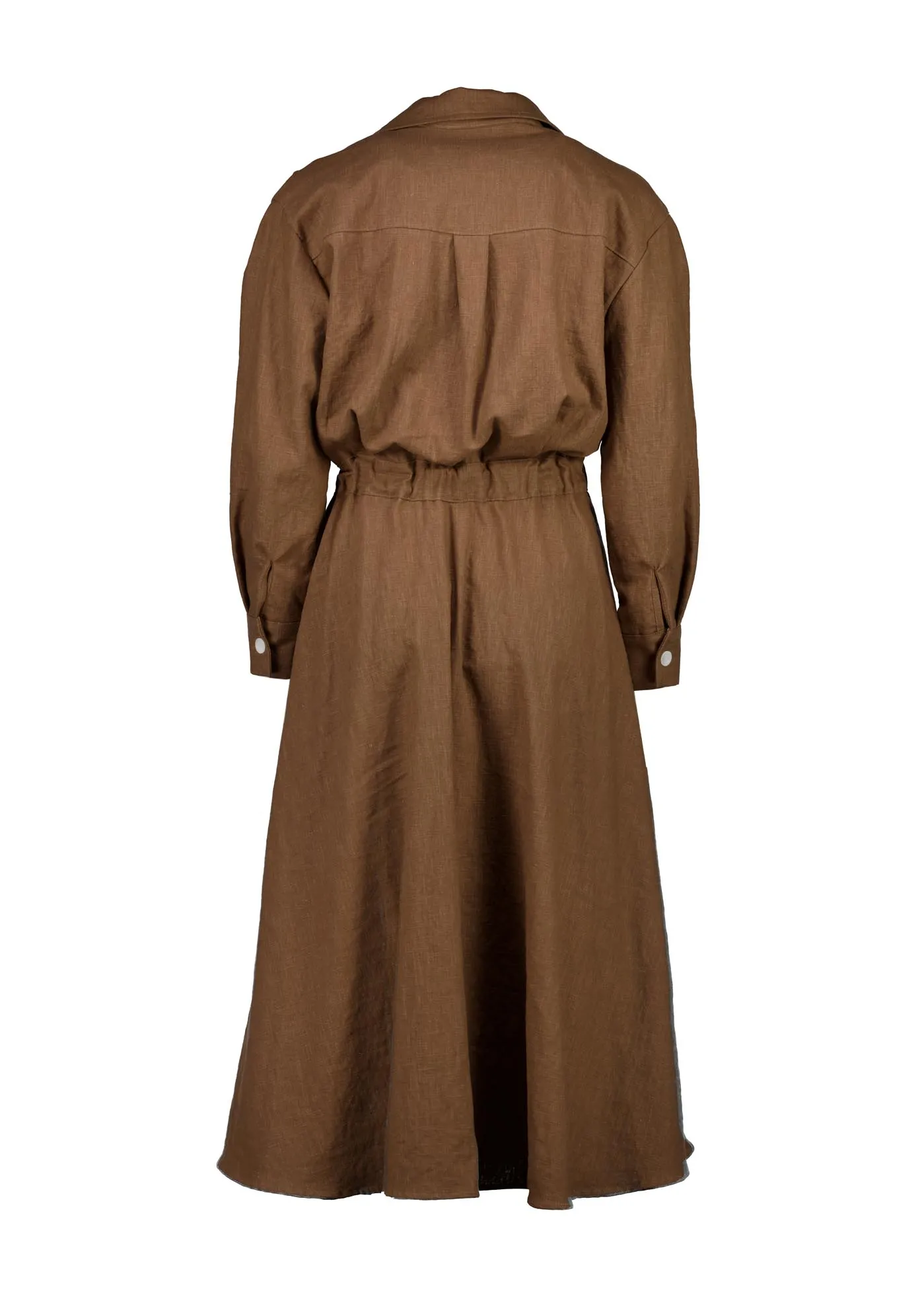 Estate Parisian Midi Wrap Dress Chocolate in Linen