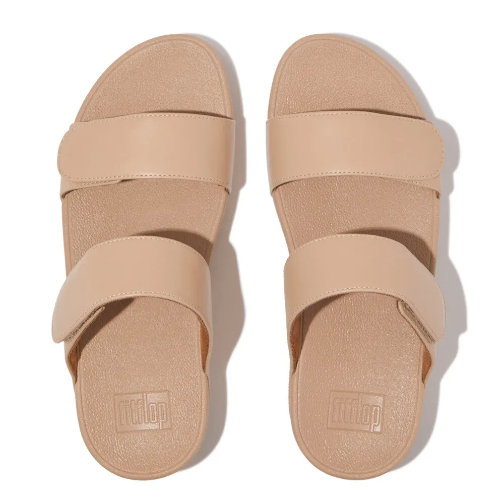 Fitflop Lulu Leather Velcro Adjustable Slide Beige