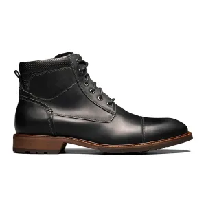 Florsheim Lodge Cap Toe Lace Up Boot (Men) - Black Crazy Horse