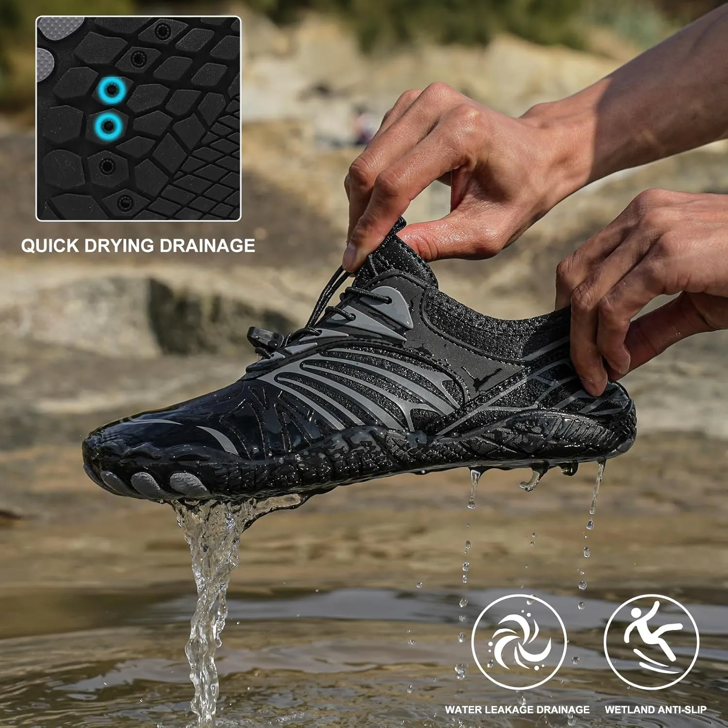 Hike Barefoot Shoes Womens Men,Athletic Hiking Footwear Barefoot,Non-Slip Athletic Barefoot Shoes Wide Toe Box Toe Water Shoes Quick Dry Zero Drop Trail Running Shoes