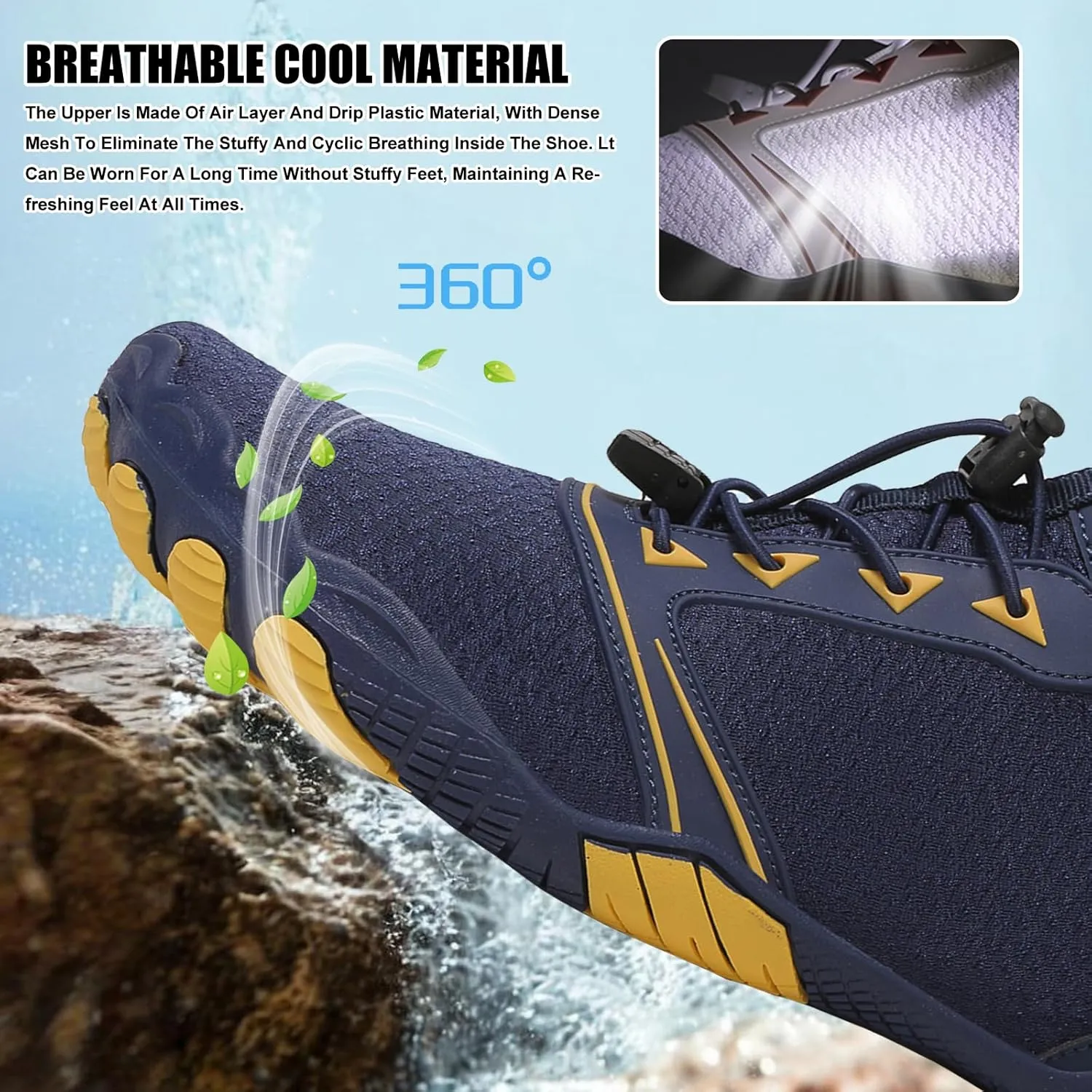 Hike Barefoot Shoes Womens Men,Athletic Hiking Footwear Barefoot,Non-Slip Athletic Barefoot Shoes Wide Toe Box Toe Water Shoes Quick Dry Zero Drop Trail Running Shoes