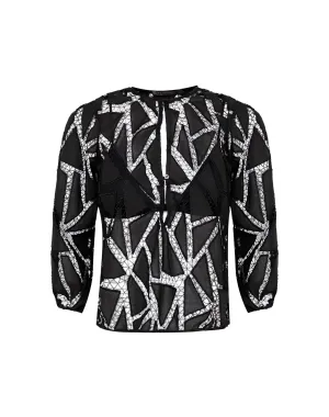 Julieta Long Sleeve Blouse - Black