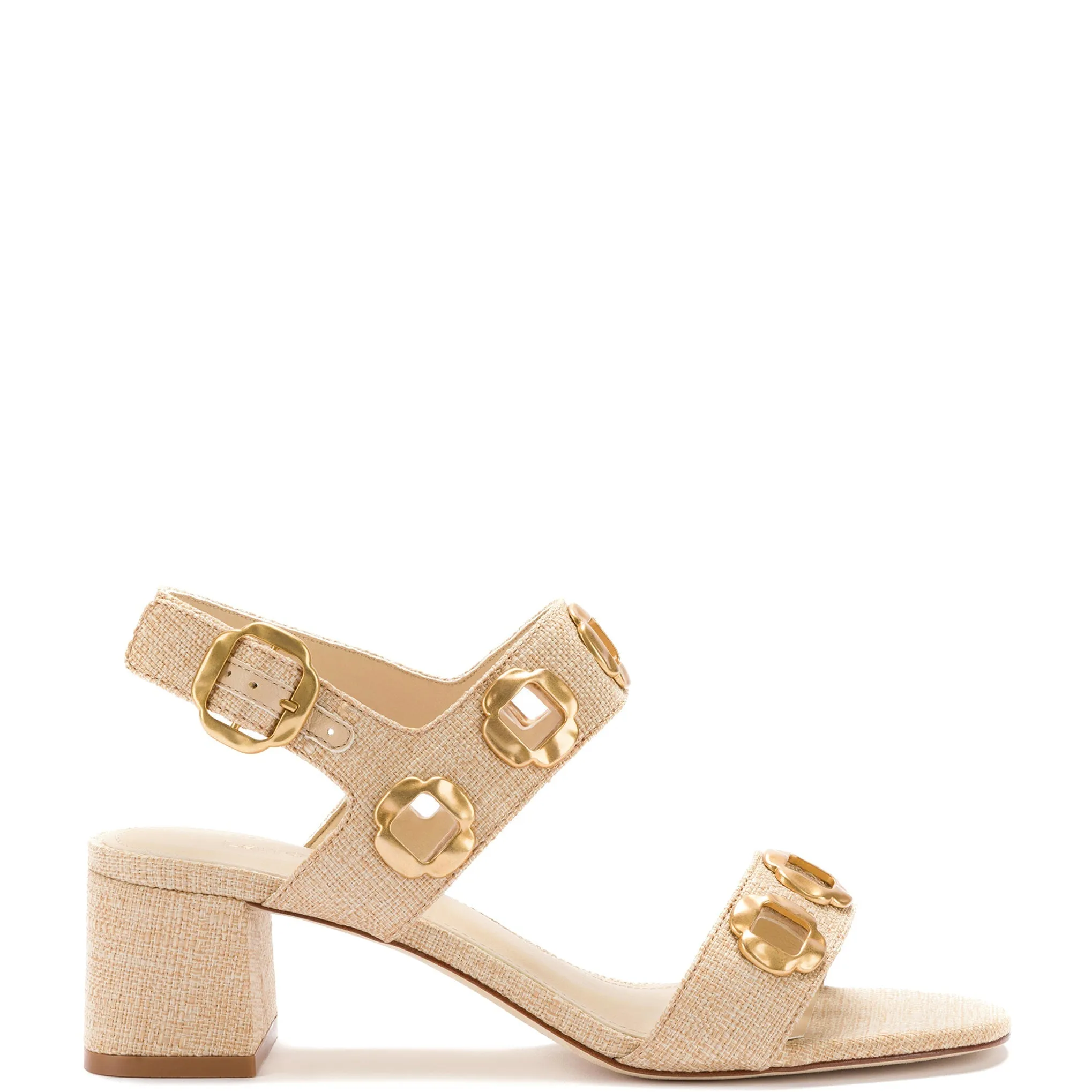 Larroude Milan Ankle-Strap Sandal In Beige Raffia
