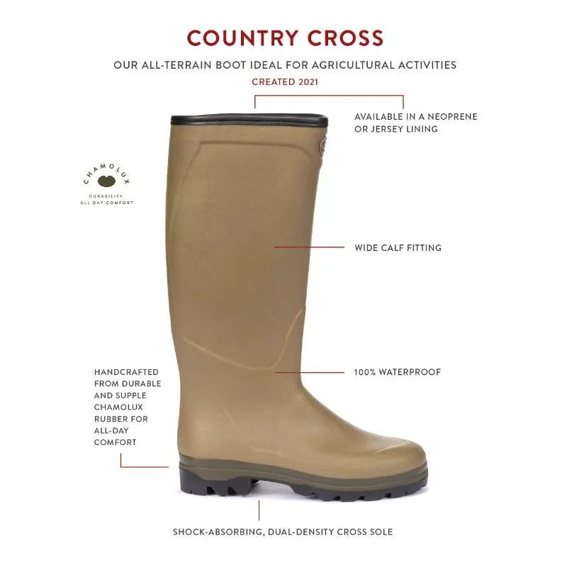 Le Chameau Country Cross Neoprene Lined Mens Boot - Chameau Green