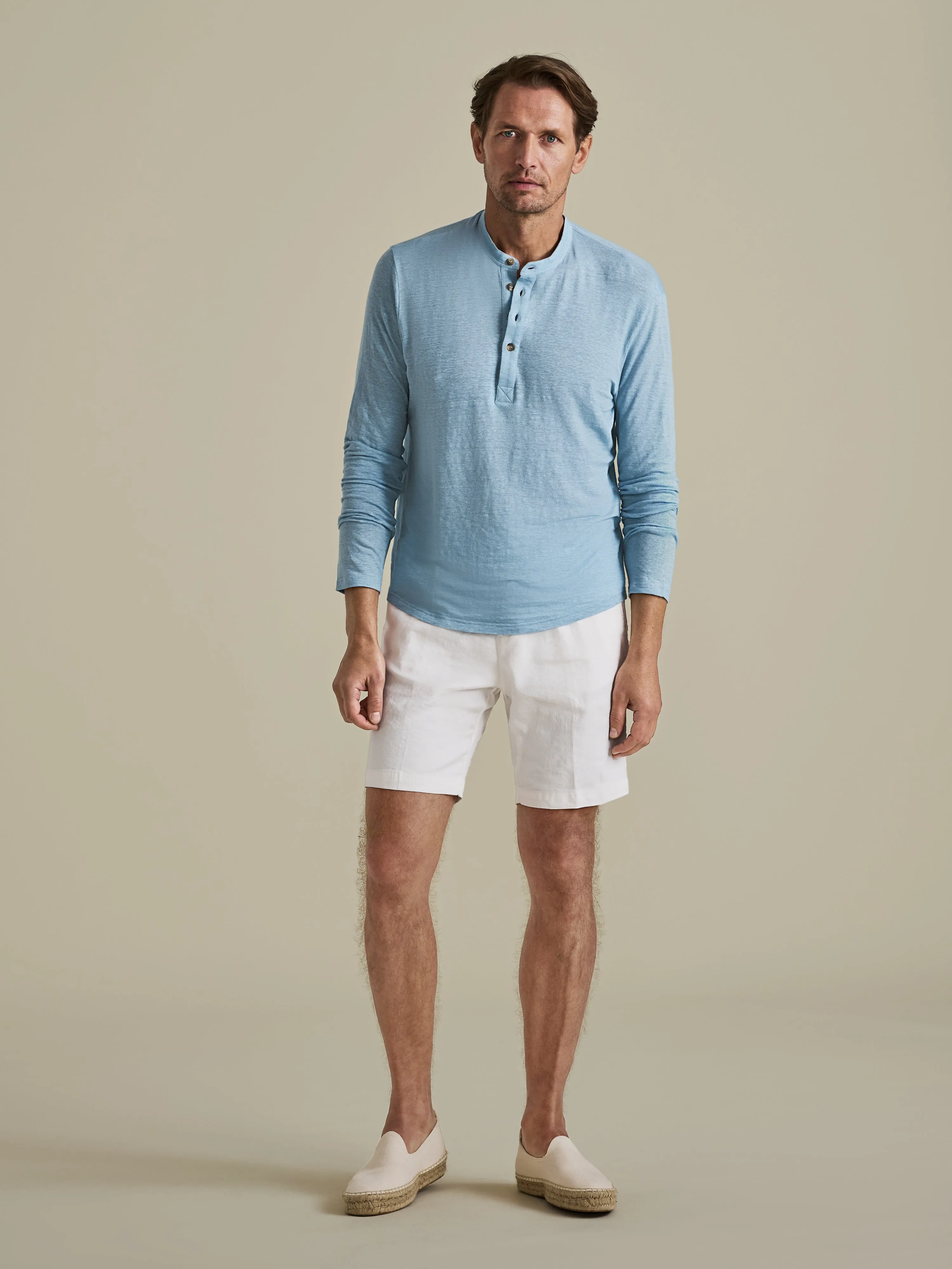 Linen Jersey Pleated Shorts