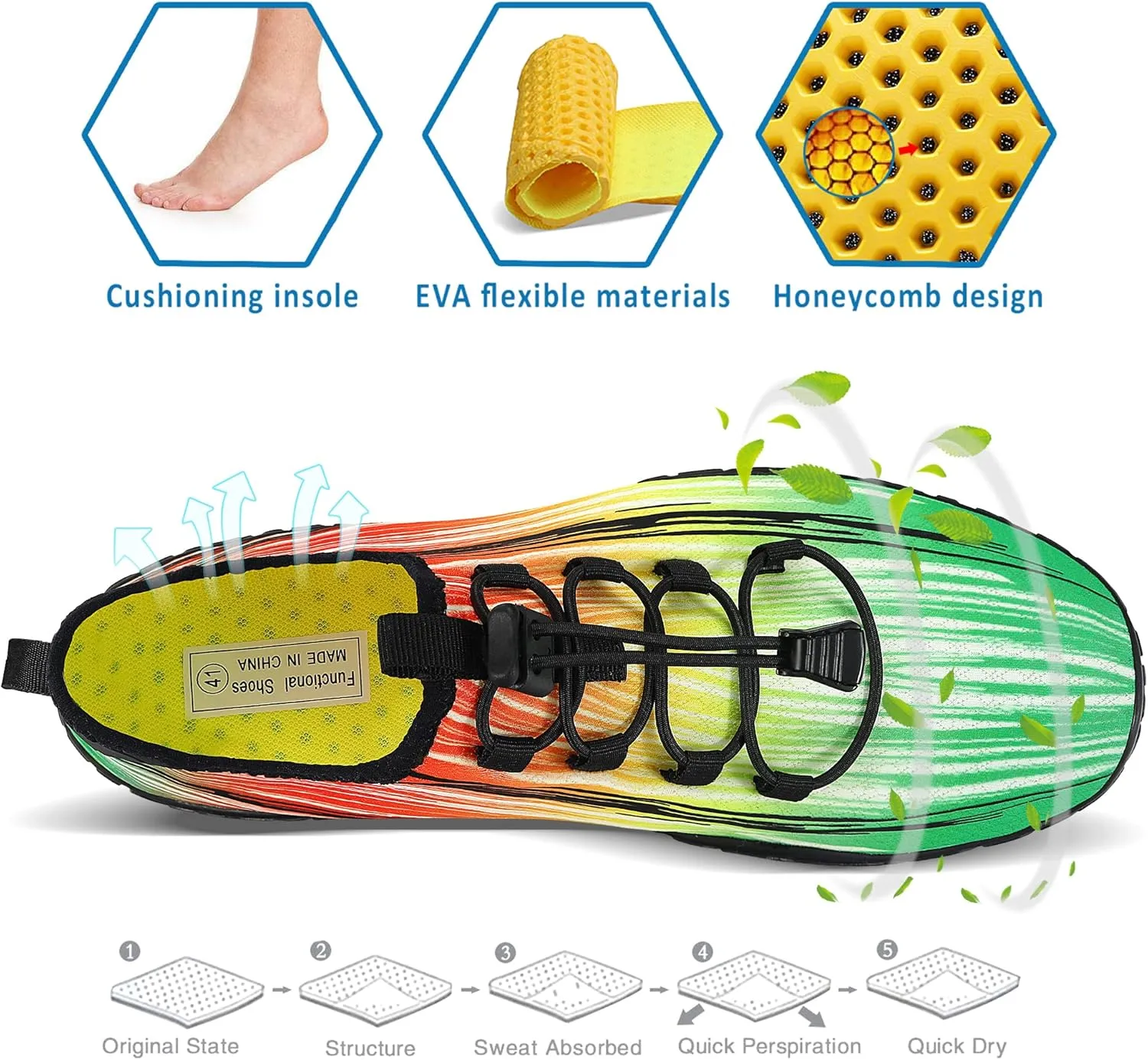 Men Women Water Sports Shoes Slip-on Quick Dry Aqua Swim Shoes for Pool Beach Surf Walking Water Park