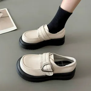 Minimalist Buckle Strap Loafers