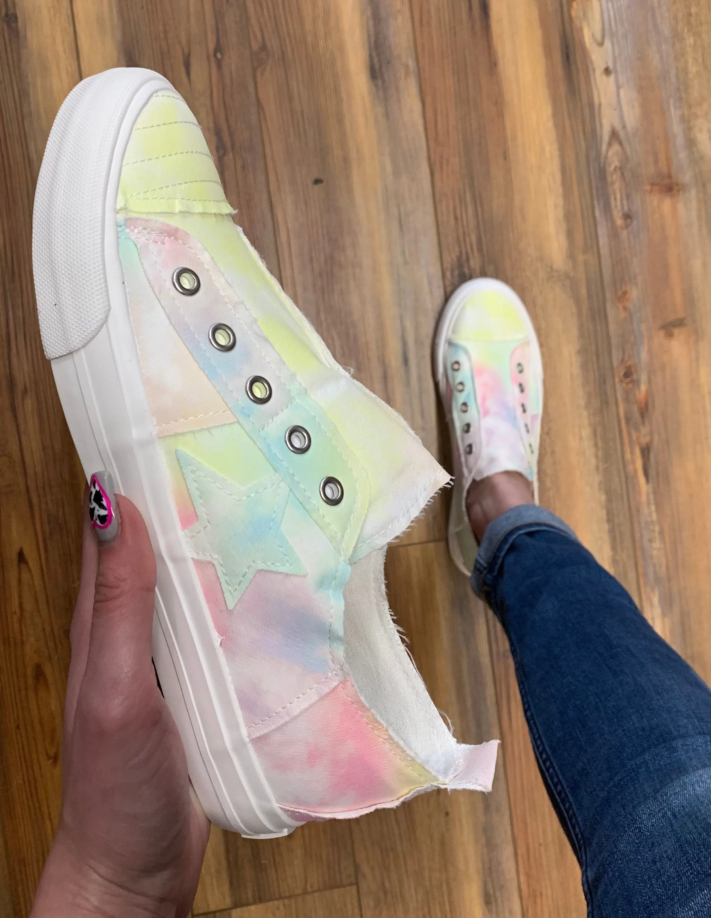NEW - Play Along Pastel Tie Dye Slip On Canvas Sneakers