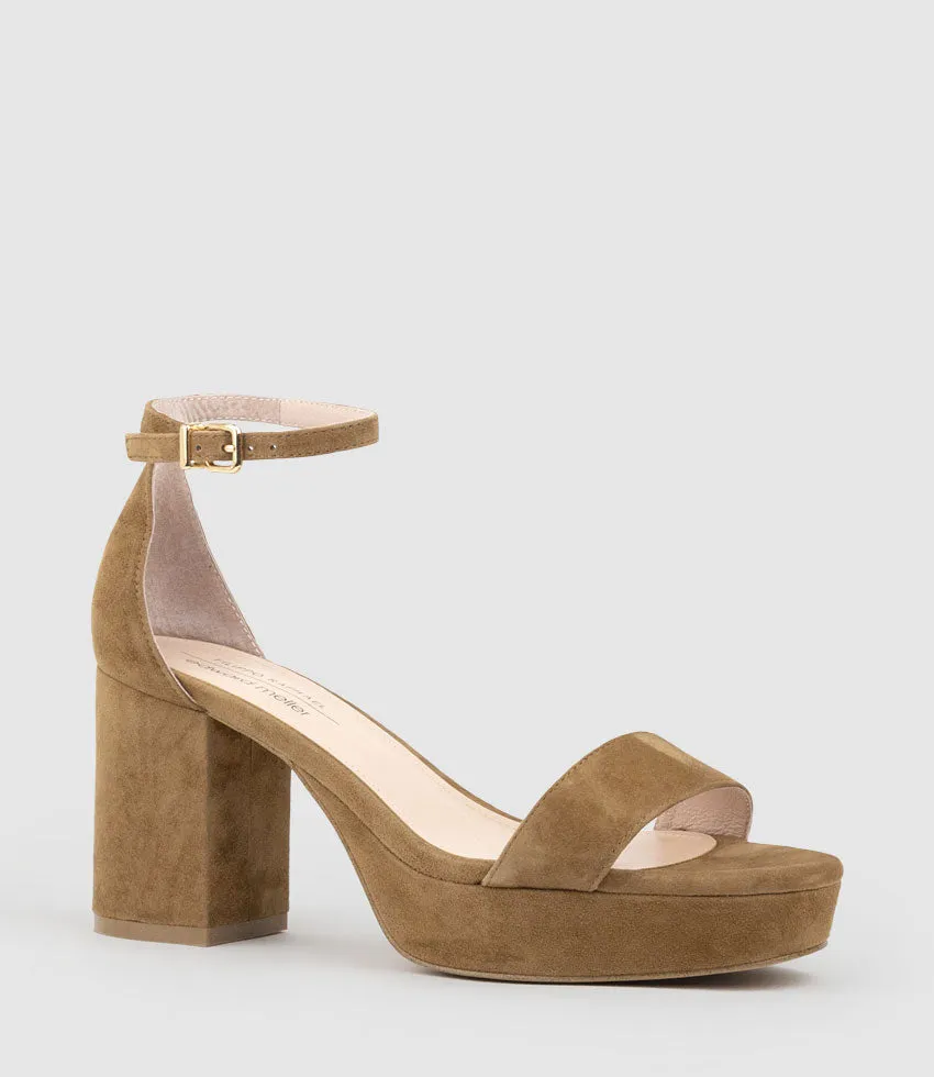 RESDIN80 Single Strap Platform Sandal in Tawny Suede