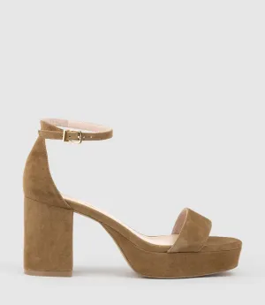 RESDIN80 Single Strap Platform Sandal in Tawny Suede