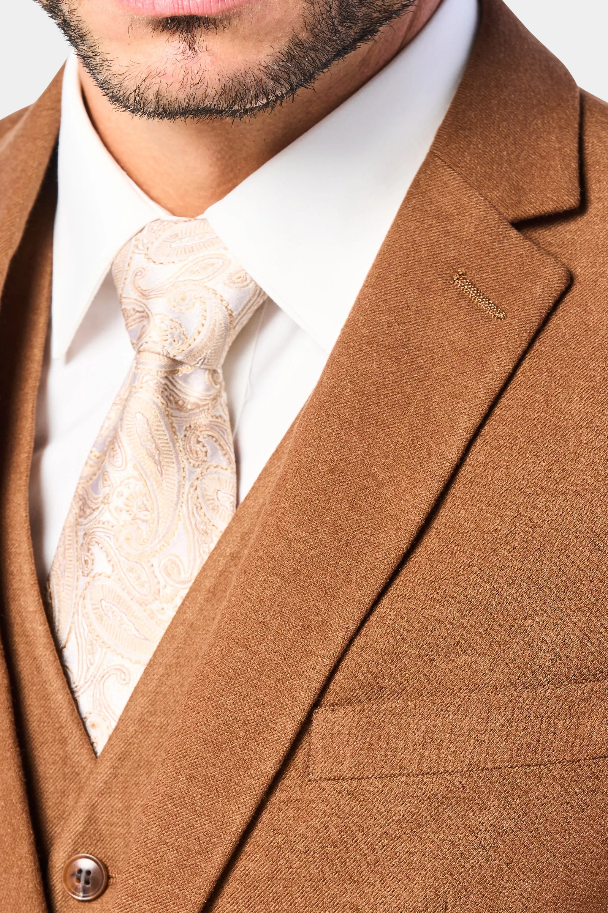 Rust Brown Flannel 3 Piece Suit