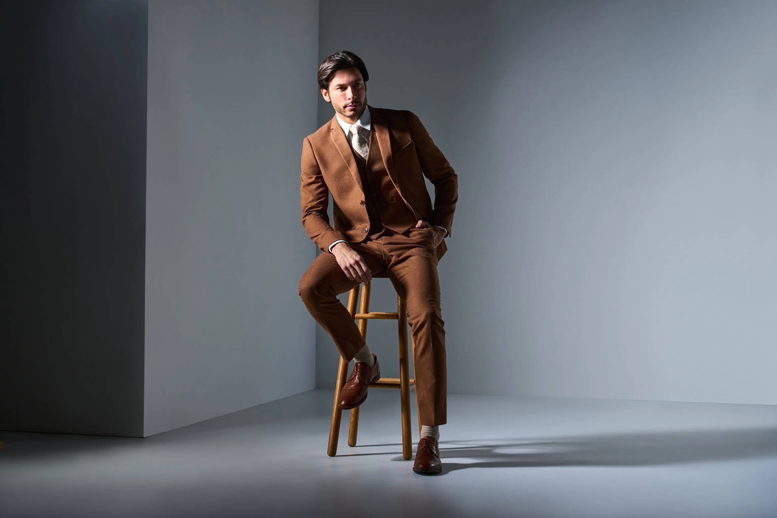 Rust Brown Flannel 3 Piece Suit