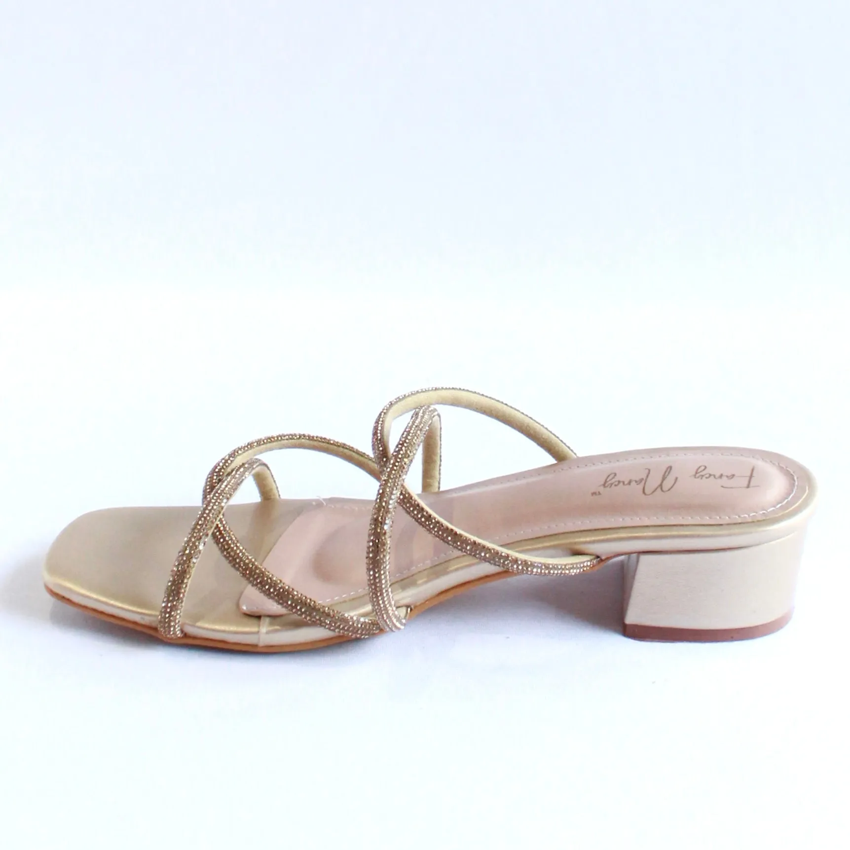 Shimmer Cross Strap Sandals - Gold