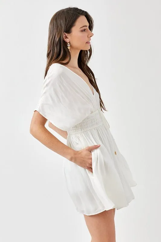 Short Sleeve Smocked Waist Mini Dress