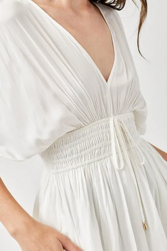 Short Sleeve Smocked Waist Mini Dress