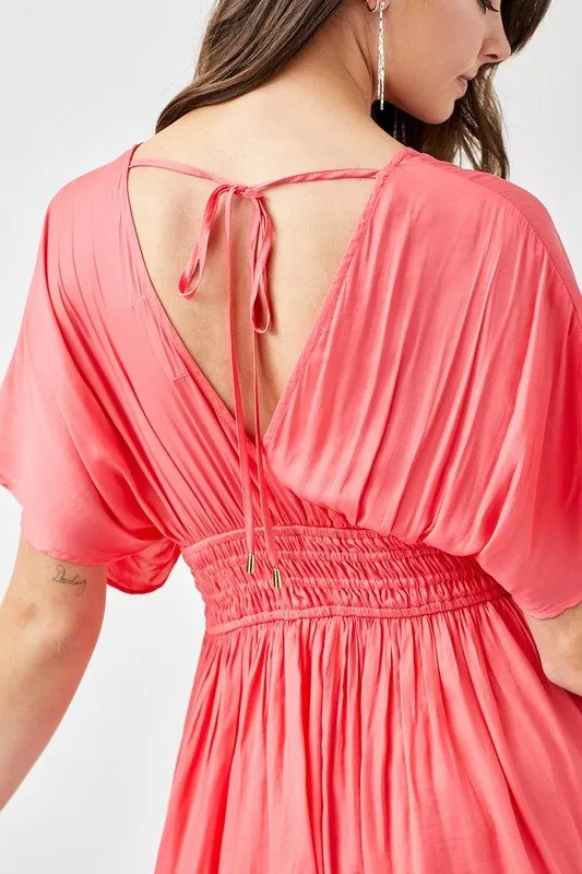 Short Sleeve Smocked Waist Mini Dress