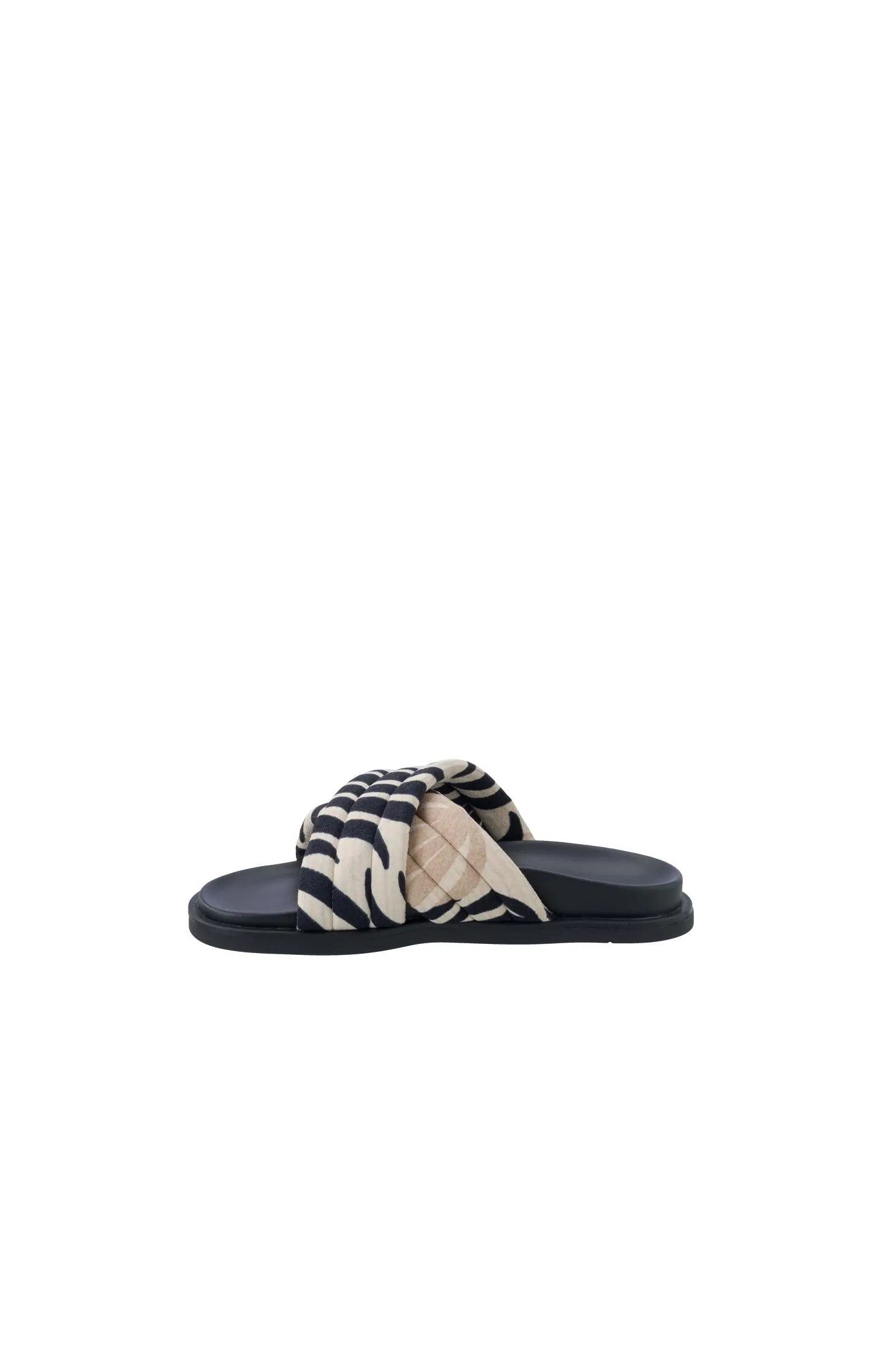 Slipper with crossed straps and retro print