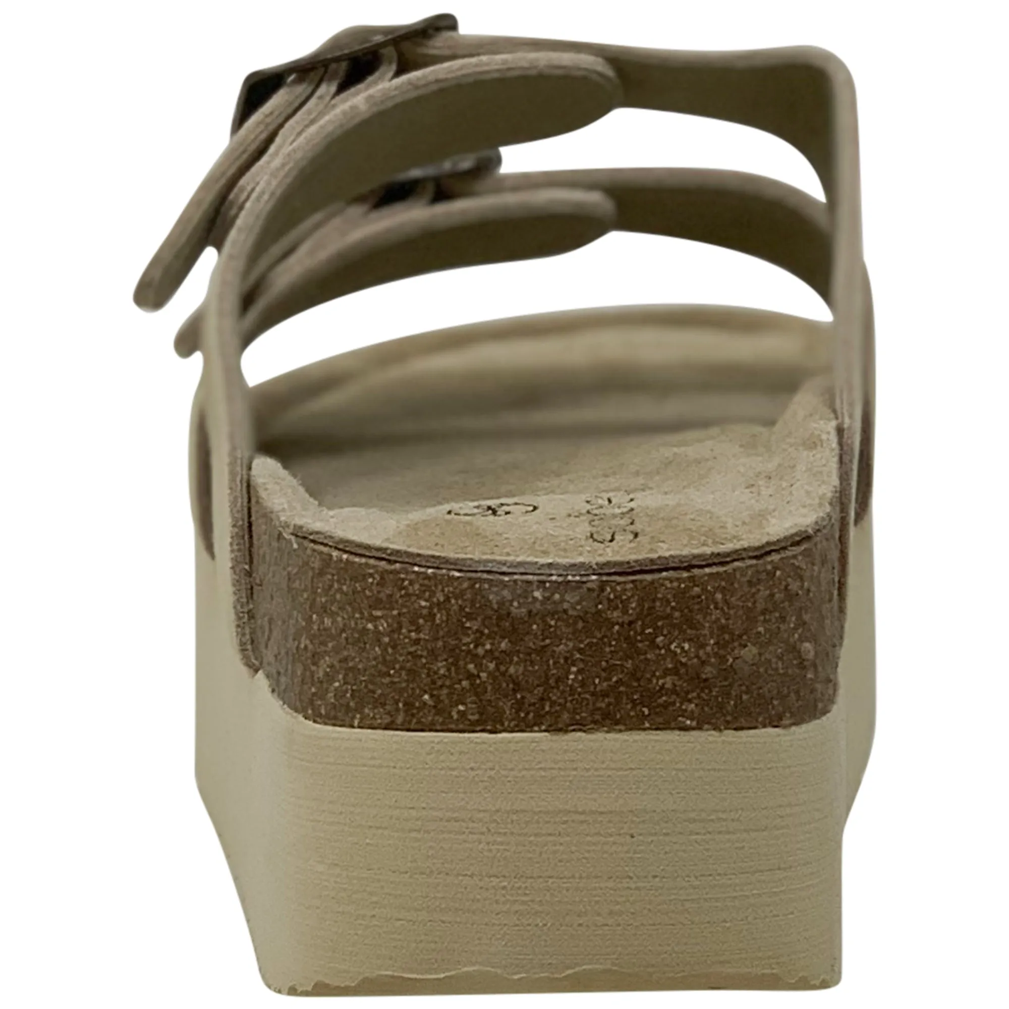 SOBEYO Platform Cork Footbed Sandals Cow Suede Double Buckle Straps