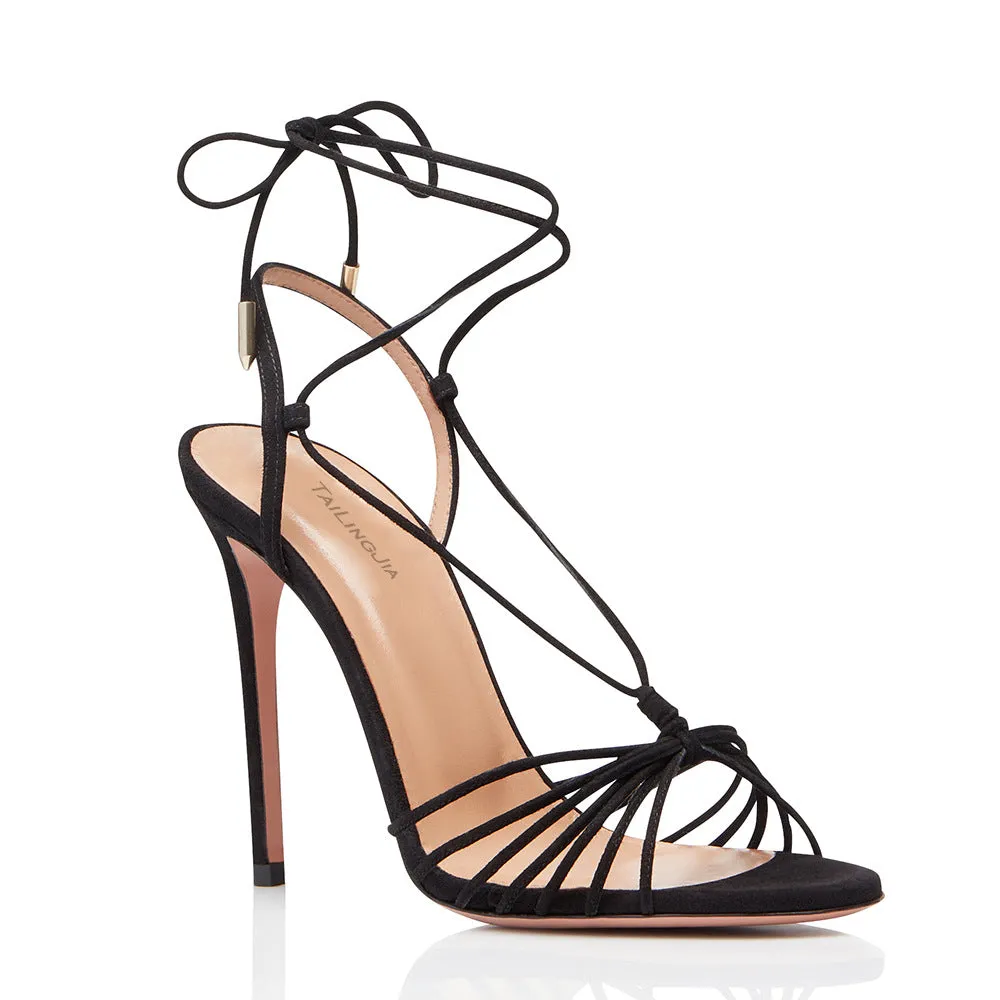 Stylish Black Strappy High Heel Fashion Sandals