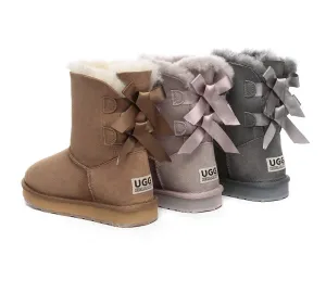 Urban UGG® Double faced Sheepskin Boots Short Back Bow