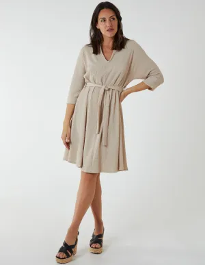 V Neck Crunchy Stitch Batwing Dress