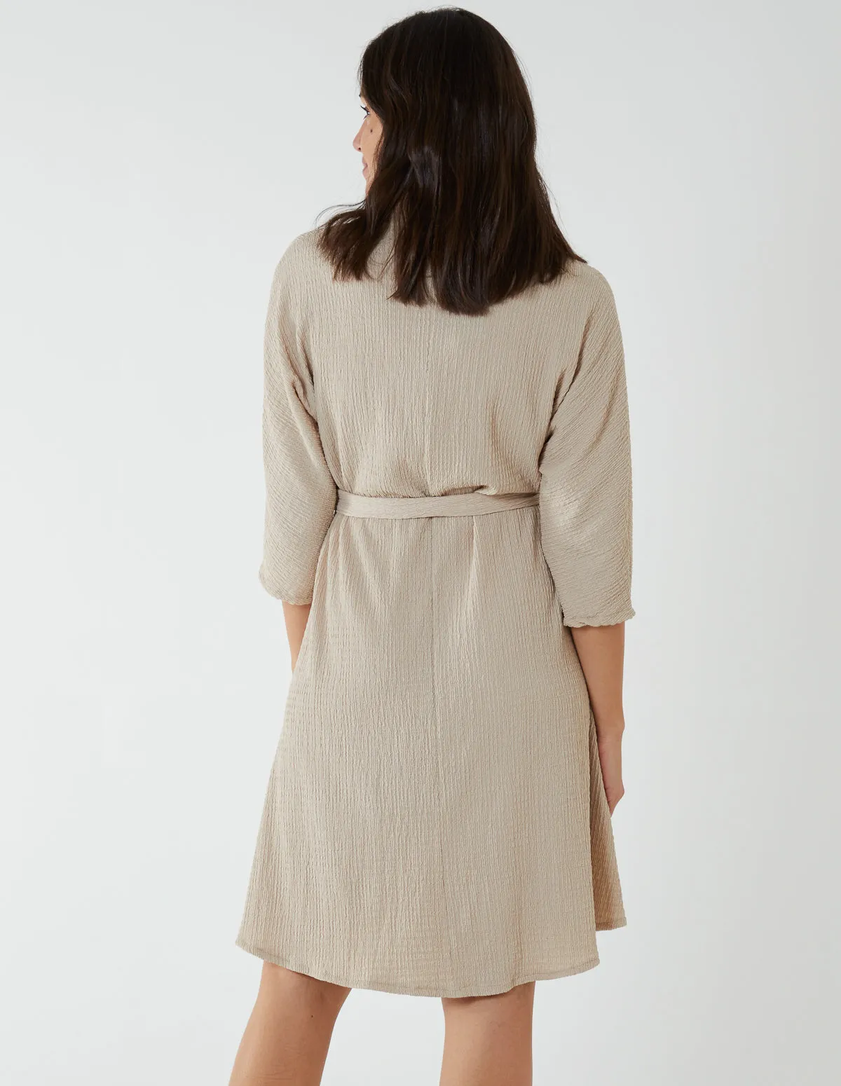 V Neck Crunchy Stitch Batwing Dress