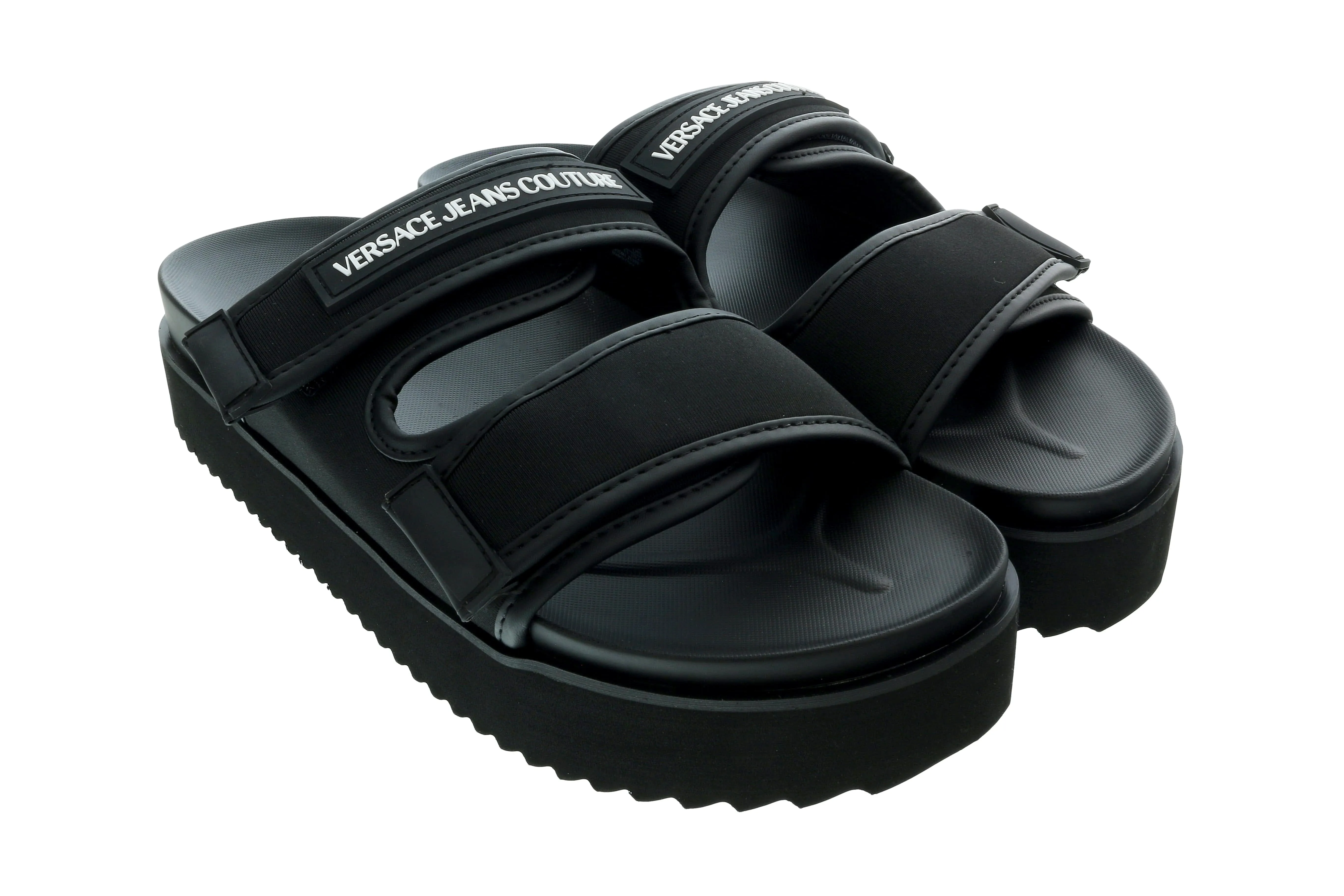Versace Jeans Couture Black Black Double Strap Sandals-
