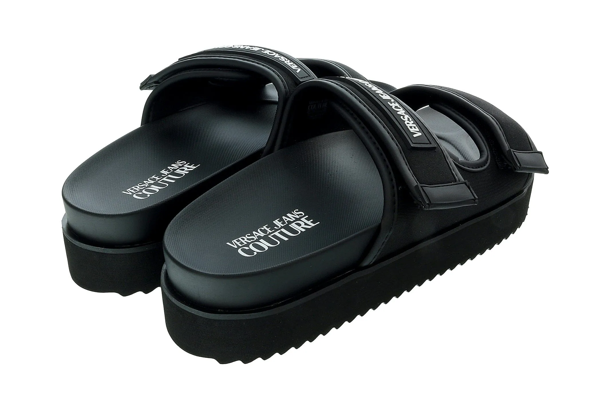 Versace Jeans Couture Black Black Double Strap Sandals-