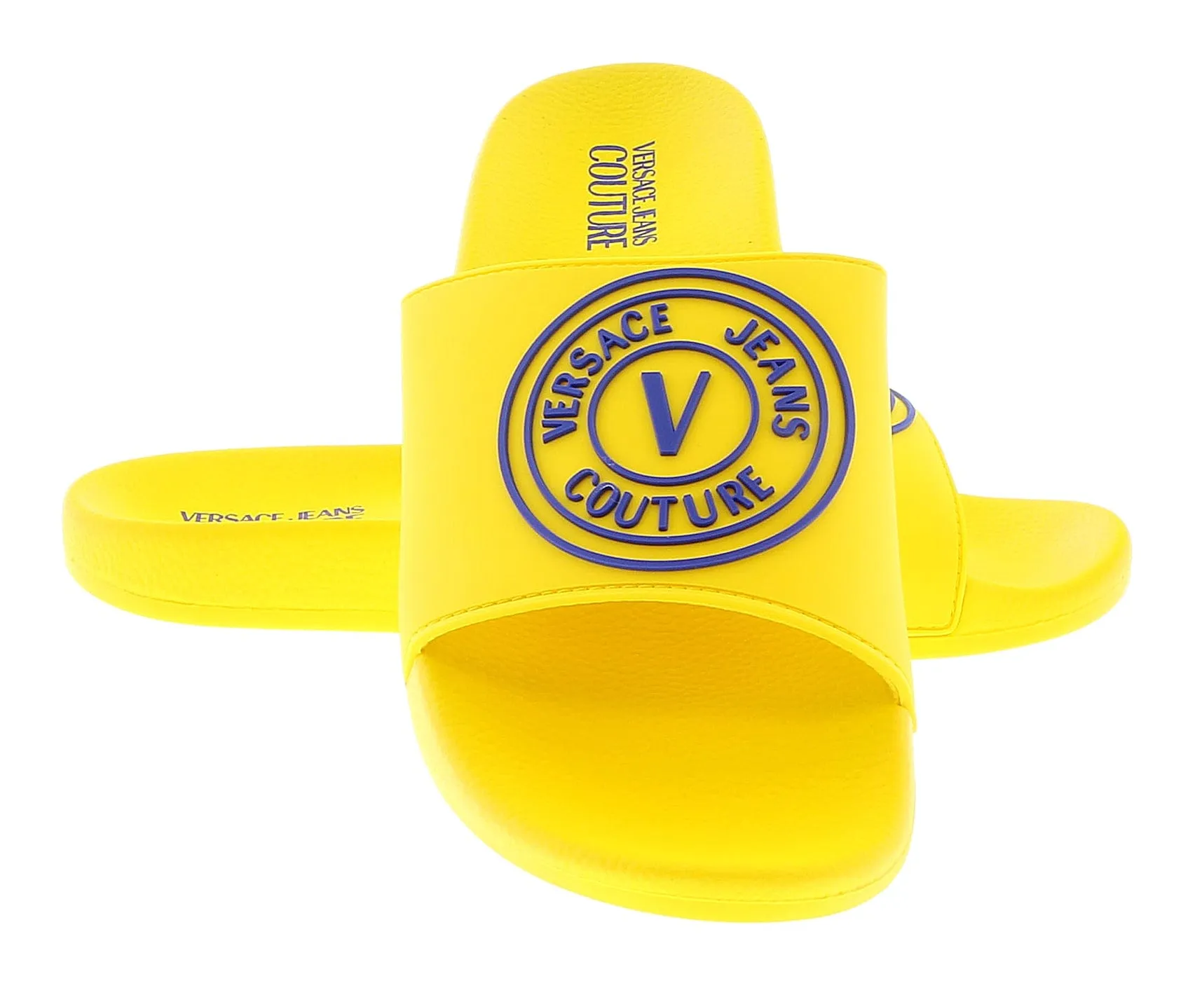 Versace Jeans Couture Yellow V Medallion Logo Pool Slide-