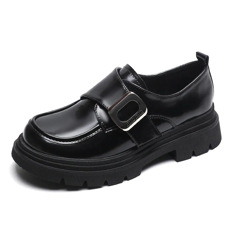 Women Retro Minimalist Glossy Leather Loafers