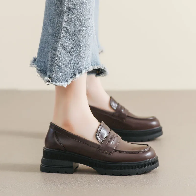 Women Retro Minimalist Soft Thick Soled Loafers