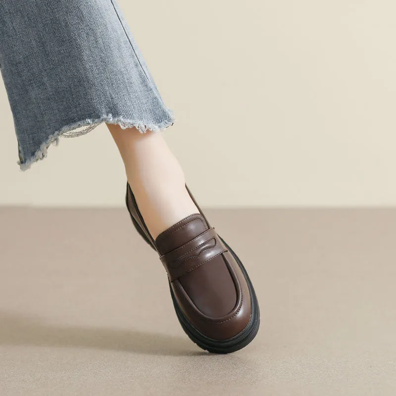 Women Retro Minimalist Soft Thick Soled Loafers