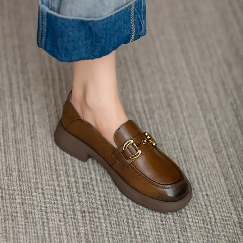 Women Retro Soft Leather Minimalist Loafers