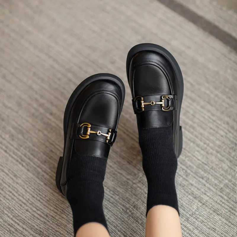 Women Retro Soft Leather Minimalist Loafers