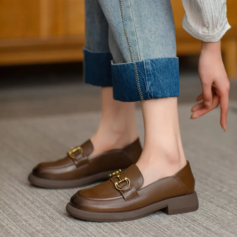Women Retro Soft Leather Minimalist Loafers
