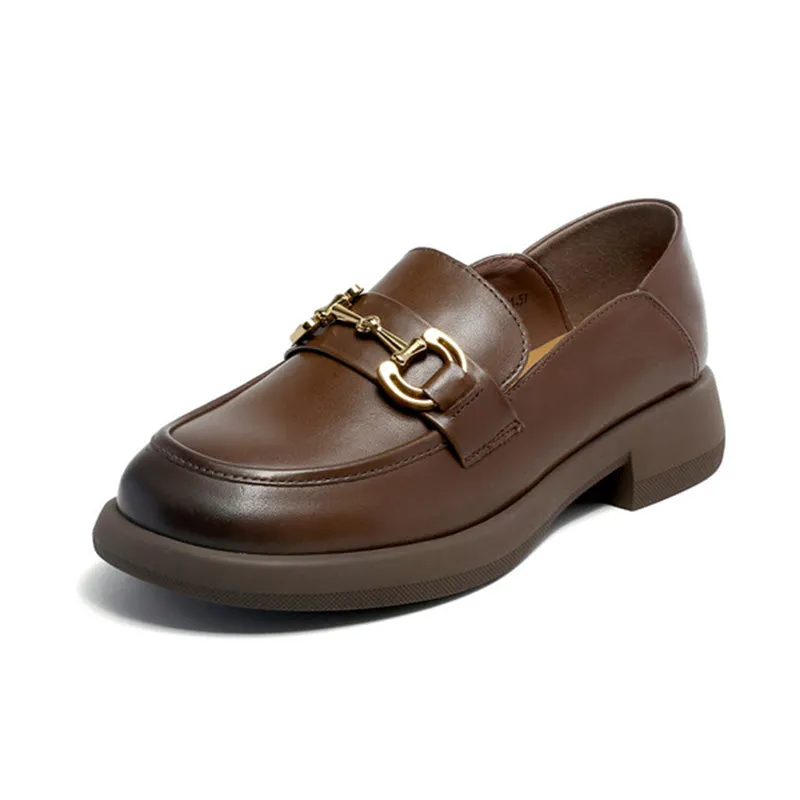 Women Retro Soft Leather Minimalist Loafers