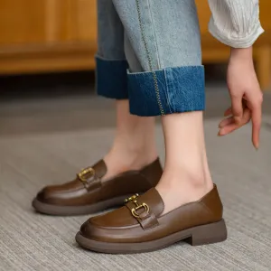Women Retro Soft Leather Minimalist Loafers