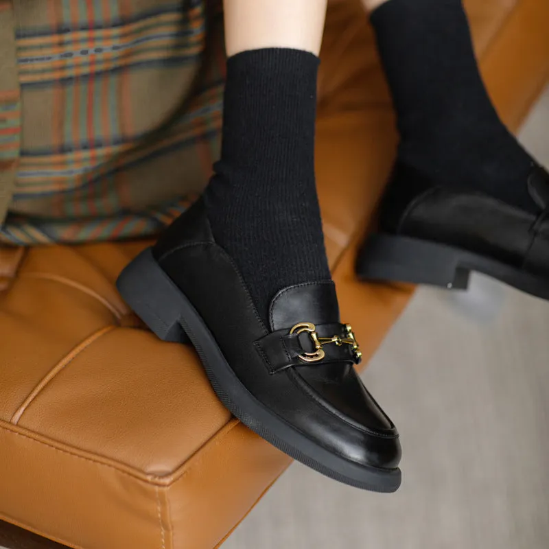 Women Retro Soft Leather Minimalist Loafers
